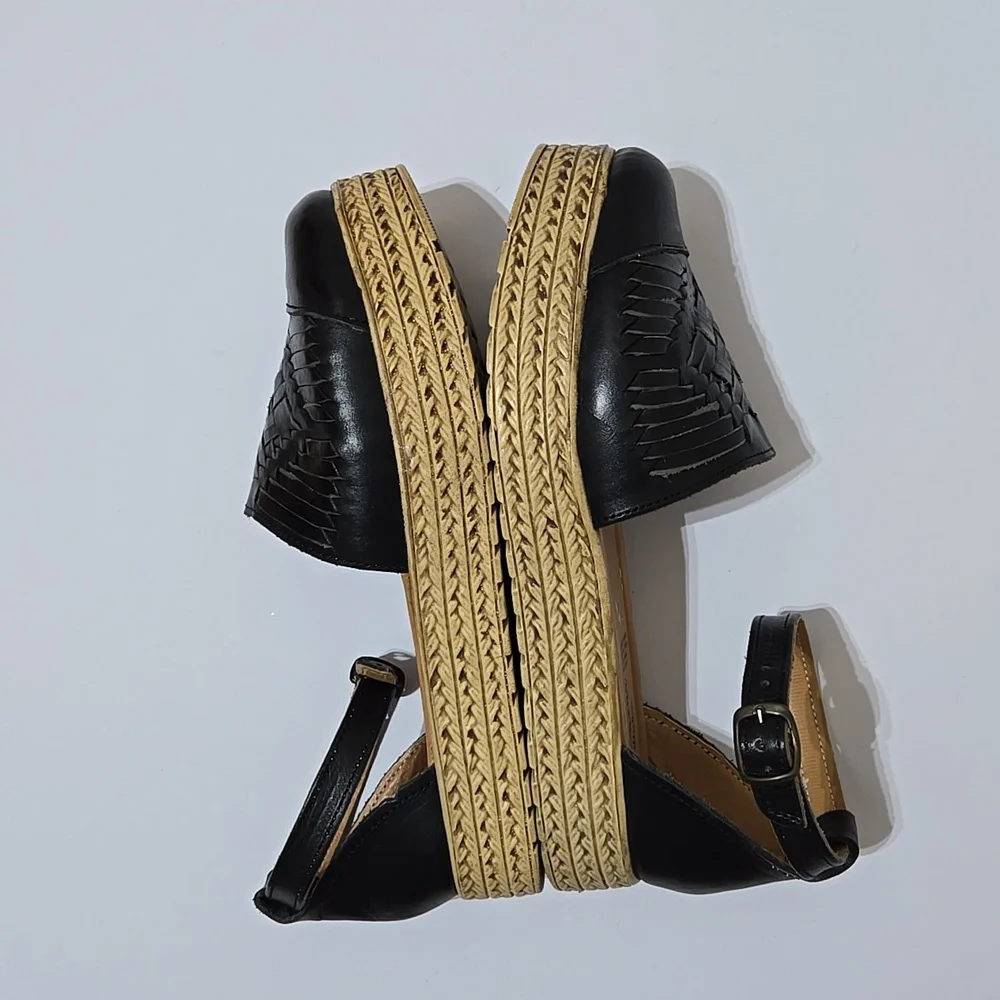 Women's Black Espadrille Sandals with Ankle Strap